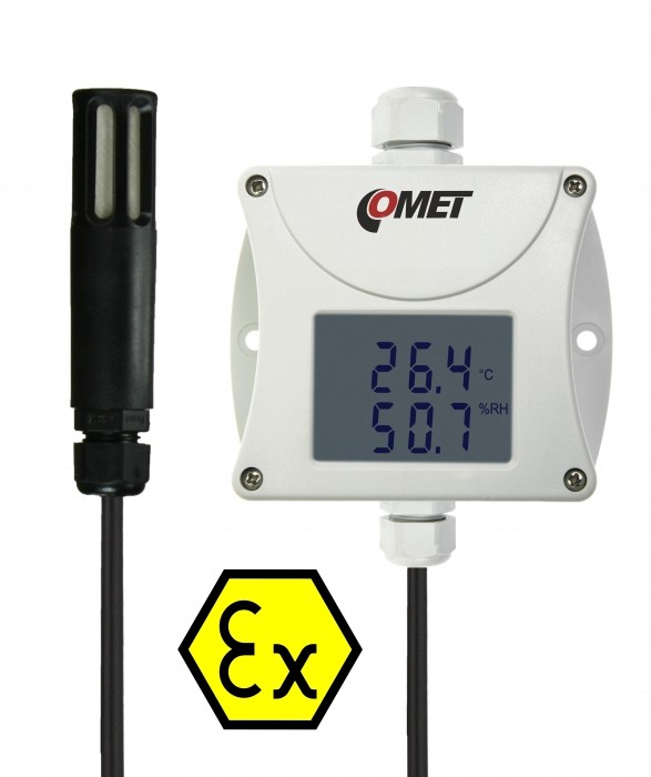 Image pro obrázek produktu COMET T3111Ex Jiskrově bezpečný snímač teploty a vlhkosti s výstupem 4-20mA na kabelu délky 1m