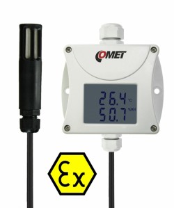 COMET T3111Ex Jiskrově bezpečný snímač teploty a vlhkosti s výstupem 4-20mA na kabelu délky 1m