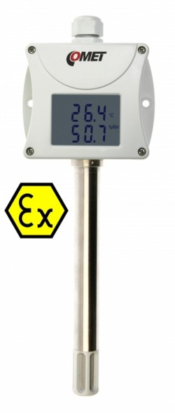 COMET T3113Ex - Jiskrově bezpečný snímač teploty a vlhkosti s výstupem 4-20mA, kanálový